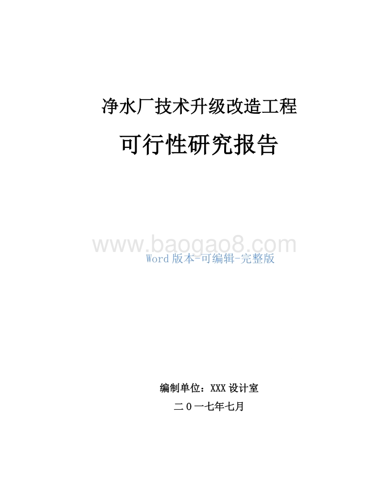 净水厂技术升级改造工程项目可行性研究报告.doc_第1页