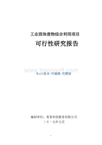 工业固体废物综合利用项目可行性研究报告.doc