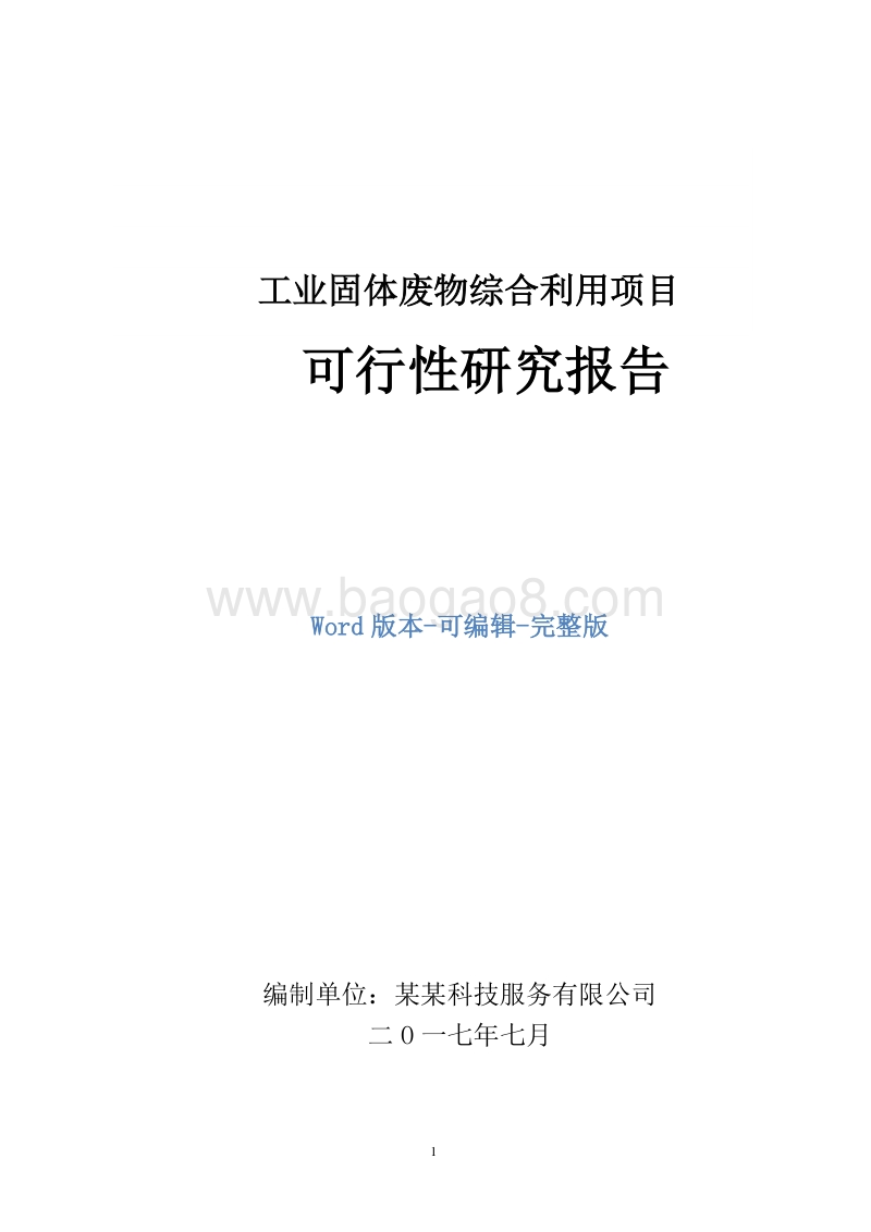 工业固体废物综合利用项目可行性研究报告.doc_第1页