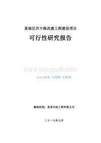 某地区次干路改建工程建设项目可行性研究报告.doc
