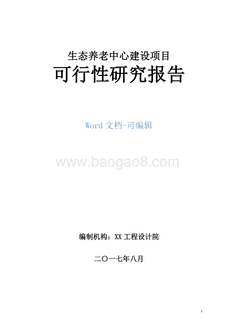 生态养老中心建设项目可行性研究报告.doc_第1页