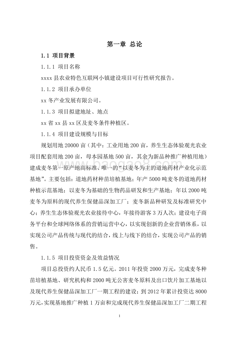 XX地区农业特色互联网小镇建设项目可行性研究报告.doc_第5页