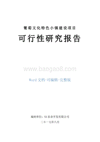葡萄文化特色小镇建设项目可行性研究报告.doc