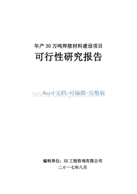 年产30万吨焊接材料建设项目可行性研究报告.doc