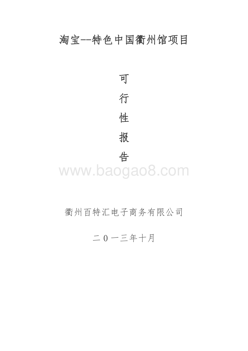 淘宝--特色中国衢州馆项目可行性研究报告.docx_第1页