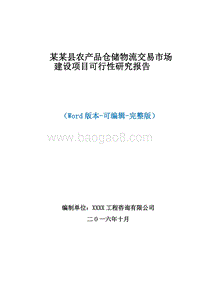 某某县农产品仓储物流交易市场建设项目可行性研究报告.doc