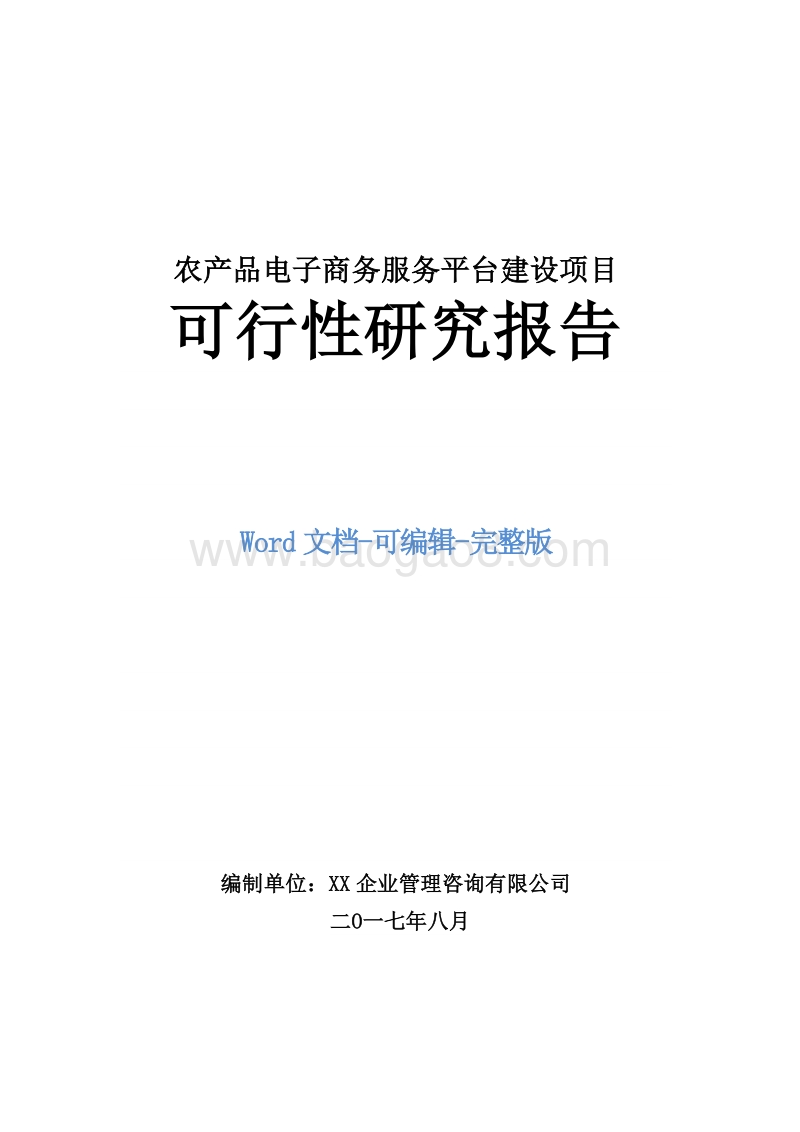 农产品电子商务服务平台建设项目可行性研究报告.doc_第1页