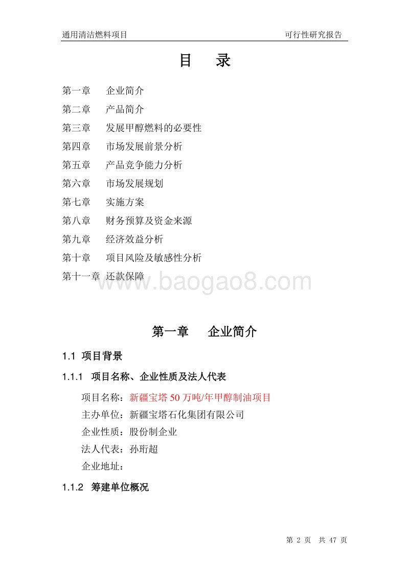 年产50万吨甲甲醇汽油可行性研究报告.doc_第2页
