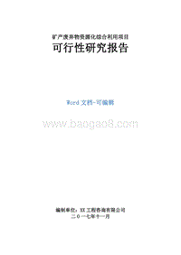 矿产废弃物资源化综合利用项目可行性研究报告.doc