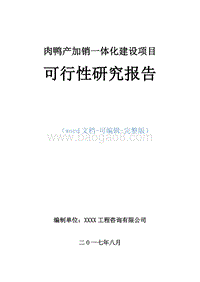 肉鸭产加销一体化建设项目可行性研究报告.doc