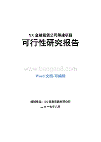 XX金融租赁公司筹建项目可行性研究报告.doc