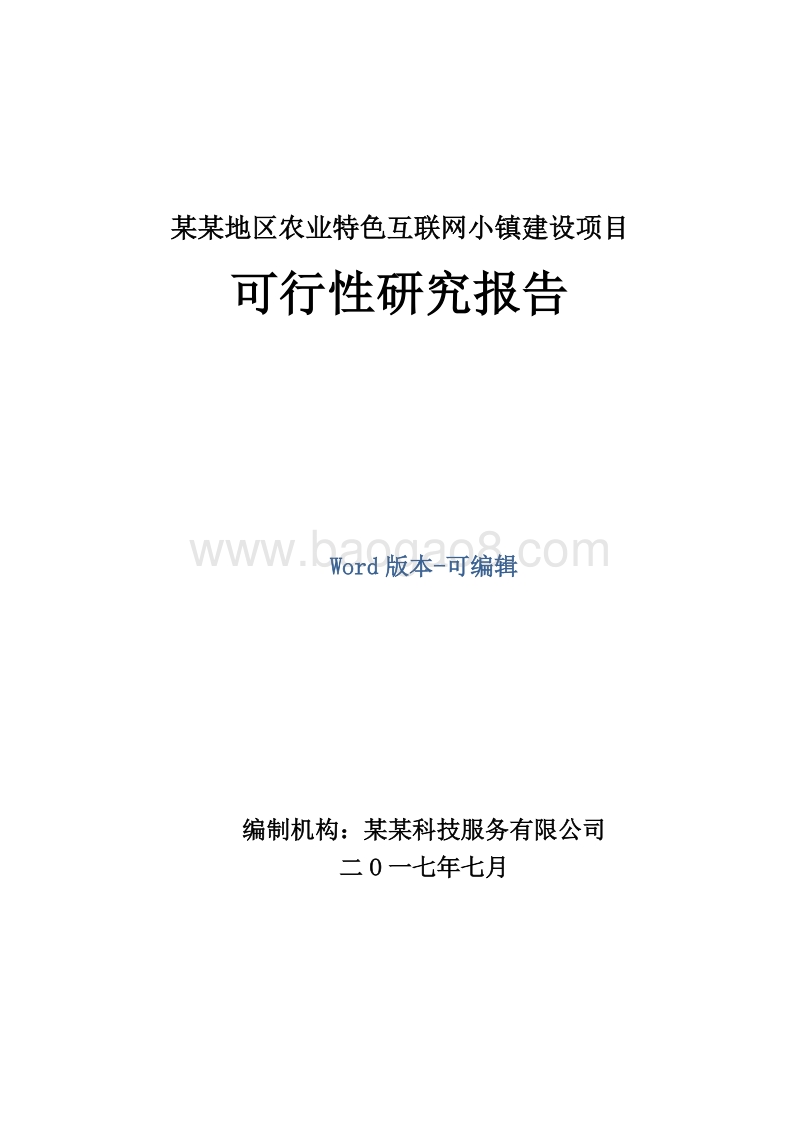 某某地区农业特色互联网小镇建设项目可行性研究报告.docx_第1页