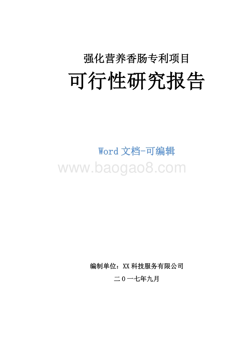 强化营养香肠专利项目可行性研究报告.doc_第1页