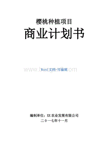 樱桃种植项目商业计划书.doc