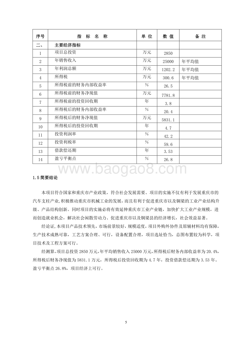 年产５万吨配件技改项目可行性研究报告.doc_第5页