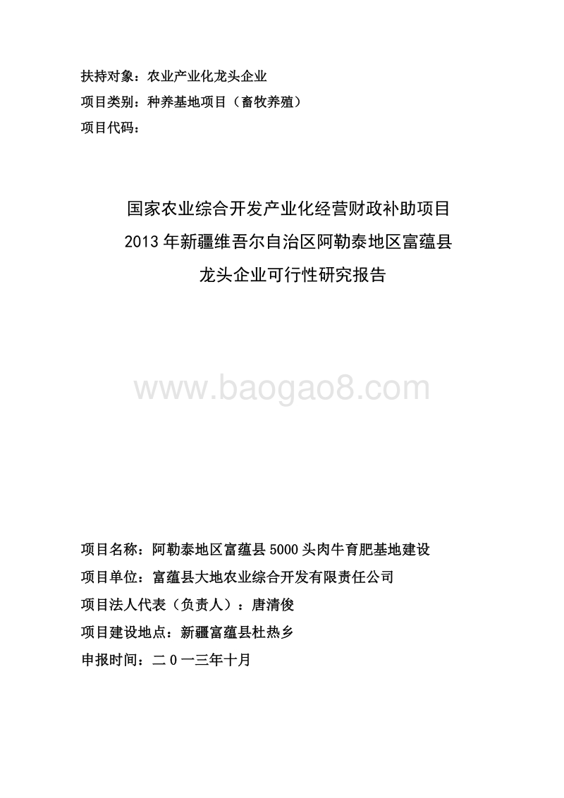 标准化肉牛养殖项目可行性研究报告.doc_第1页