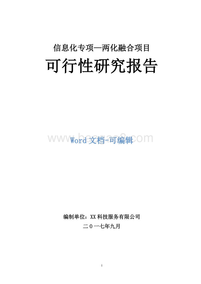 信息化专项—两化融合项目可行性研究报告.doc_第1页
