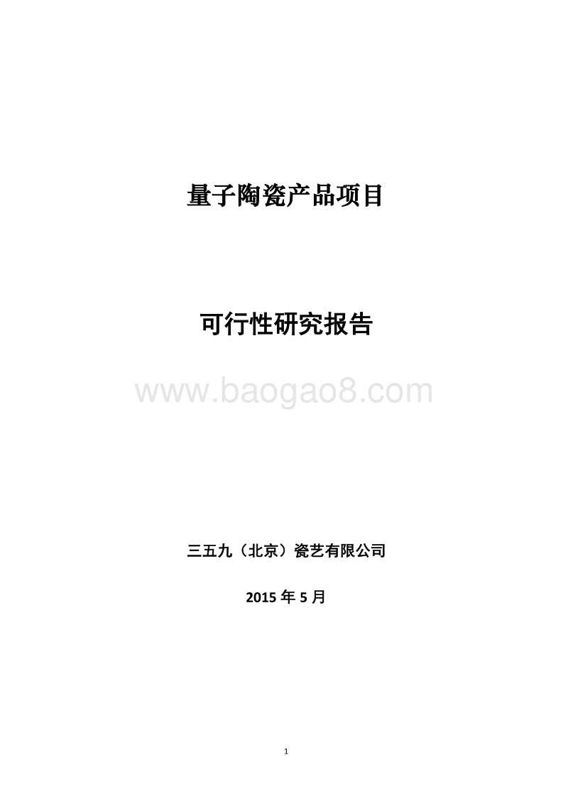 量子陶瓷产品项目可行性研究报告.doc_第1页