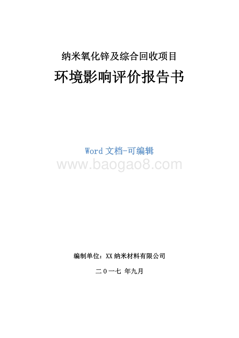 纳米氧化锌及综合回收项目环境影响评价报告书.doc_第1页