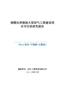 规模化养殖场大型沼气工程建设项目可行性研究报告.doc