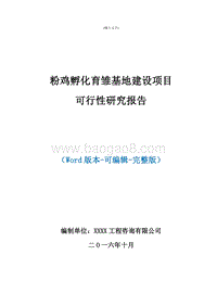 粉鸡孵化育雏基地建设项目可行性研究报告.doc