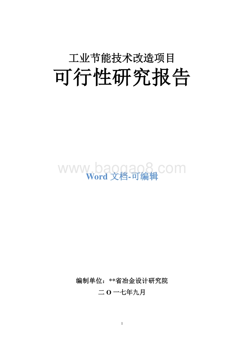 工业节能技术改造项目可行性研究报告.doc_第1页