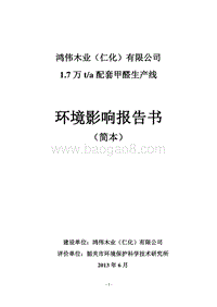 1.7万ta配套甲醛生产线环境影响报告书.doc