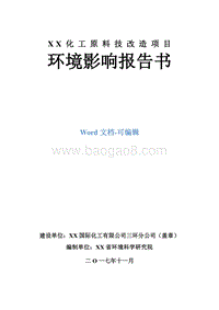 XX化工原料技术改造项目环境影响报告书.doc