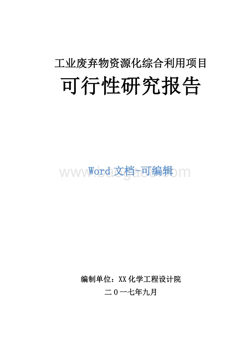 工业废弃物资源化综合利用项目可行性研究报告.doc_第1页