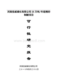 25万吨年硫精砂制酸项目可行性研究报告.doc