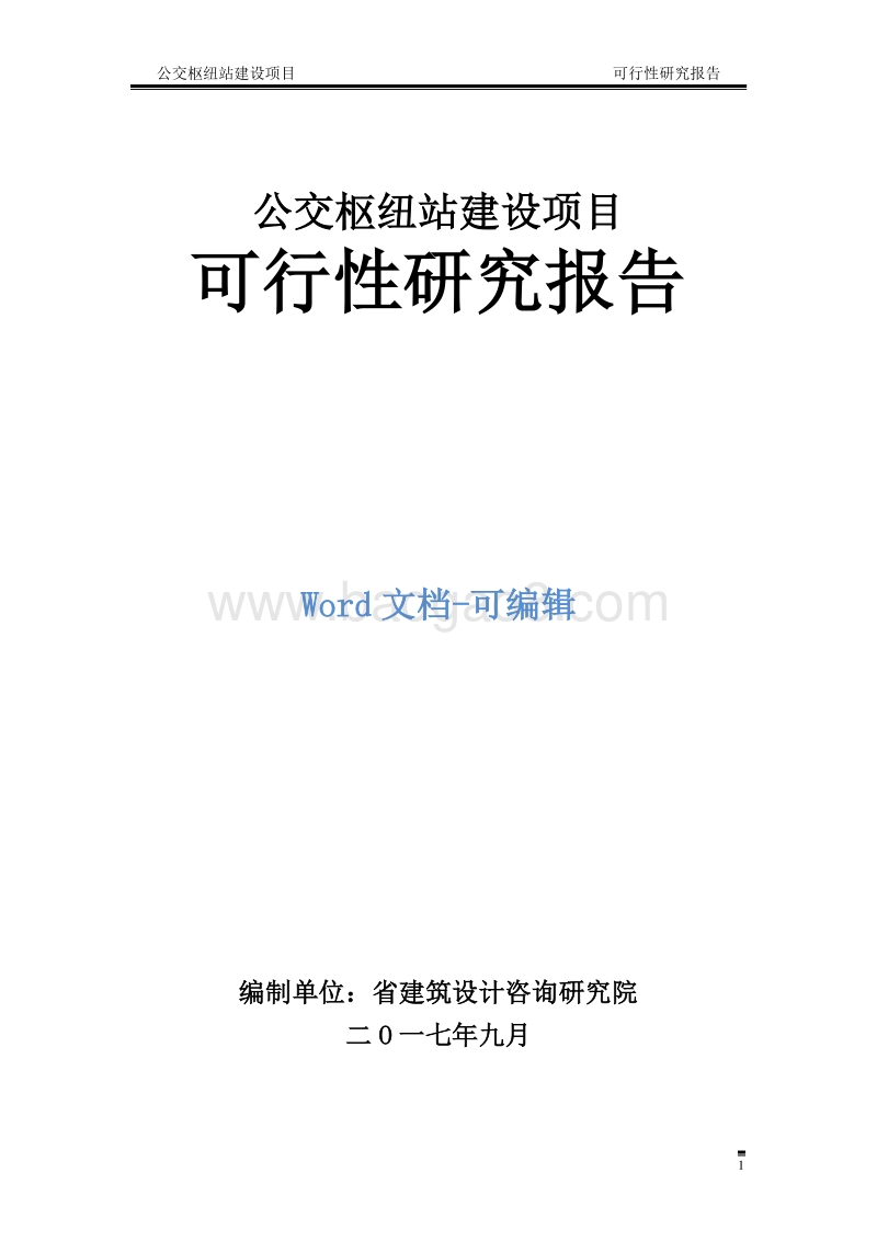公交枢纽站建设项目可行性研究报告.doc_第1页