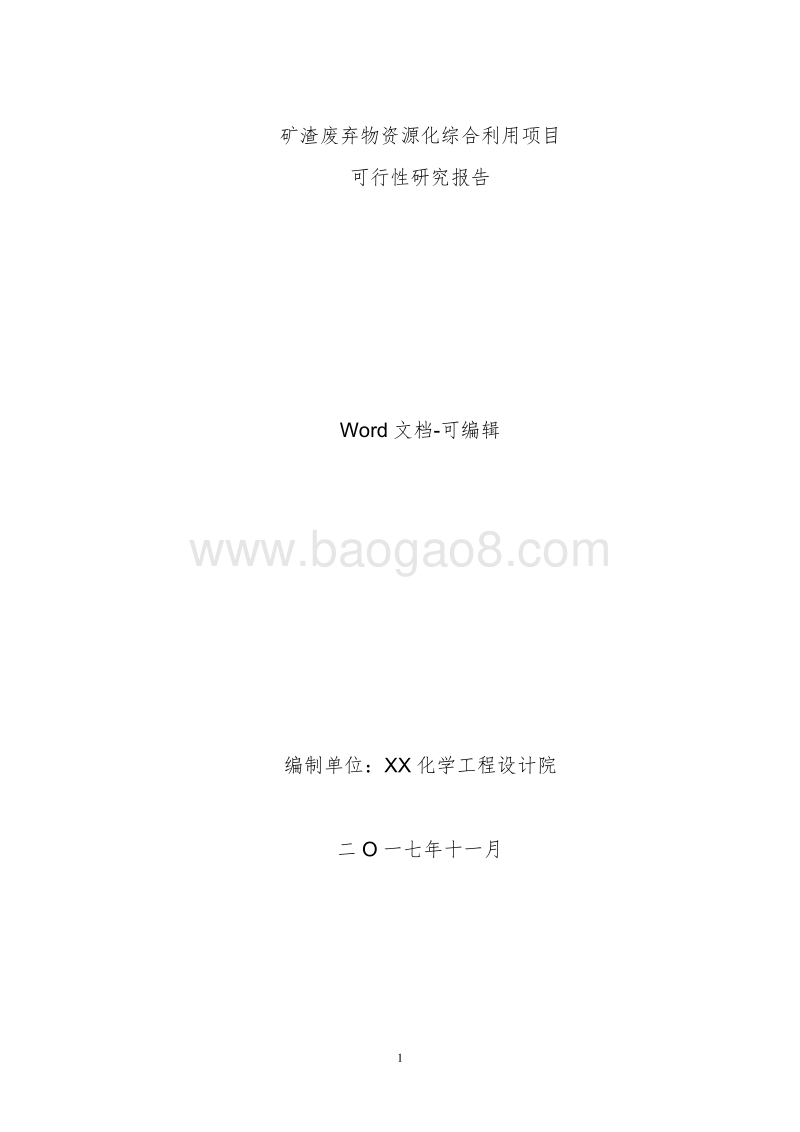 矿渣废弃物资源化综合利用技术改造项目可行性研究报告.doc_第1页