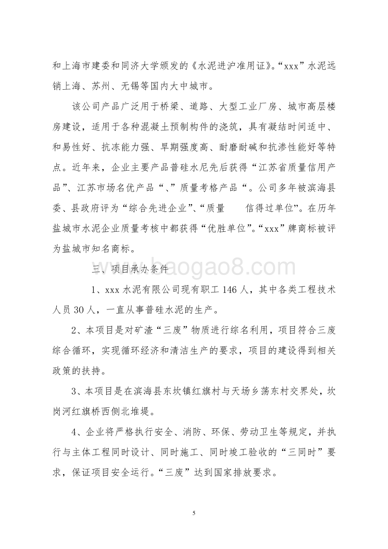 矿渣废弃物资源化综合利用技术改造项目可行性研究报告.doc_第5页
