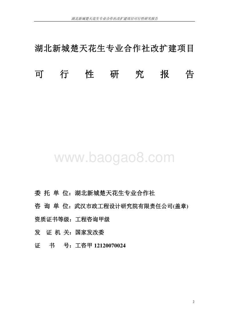湖北新诚楚天花生专业合作社改扩建项目可行性研究报告.doc_第2页