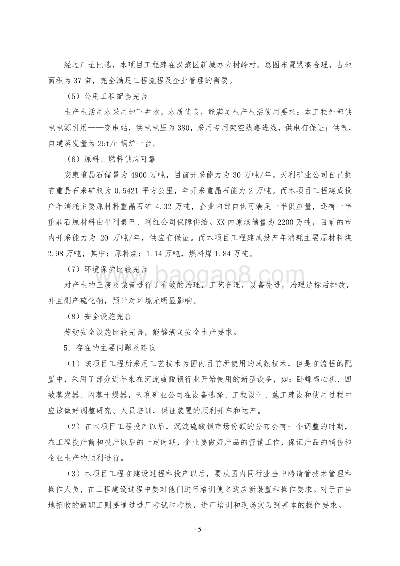 3万吨年产硫酸钡和1.5万吨年副产硫化碱项目可行性研究报告.doc_第5页