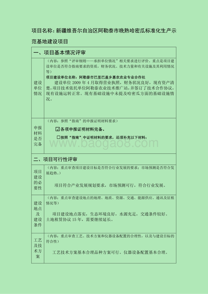 晚熟哈密瓜示范基地建设项目可行性研究报告.doc_第2页