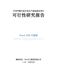车用甲醇汽油开发生产基地建设项目可行性研究报告.doc