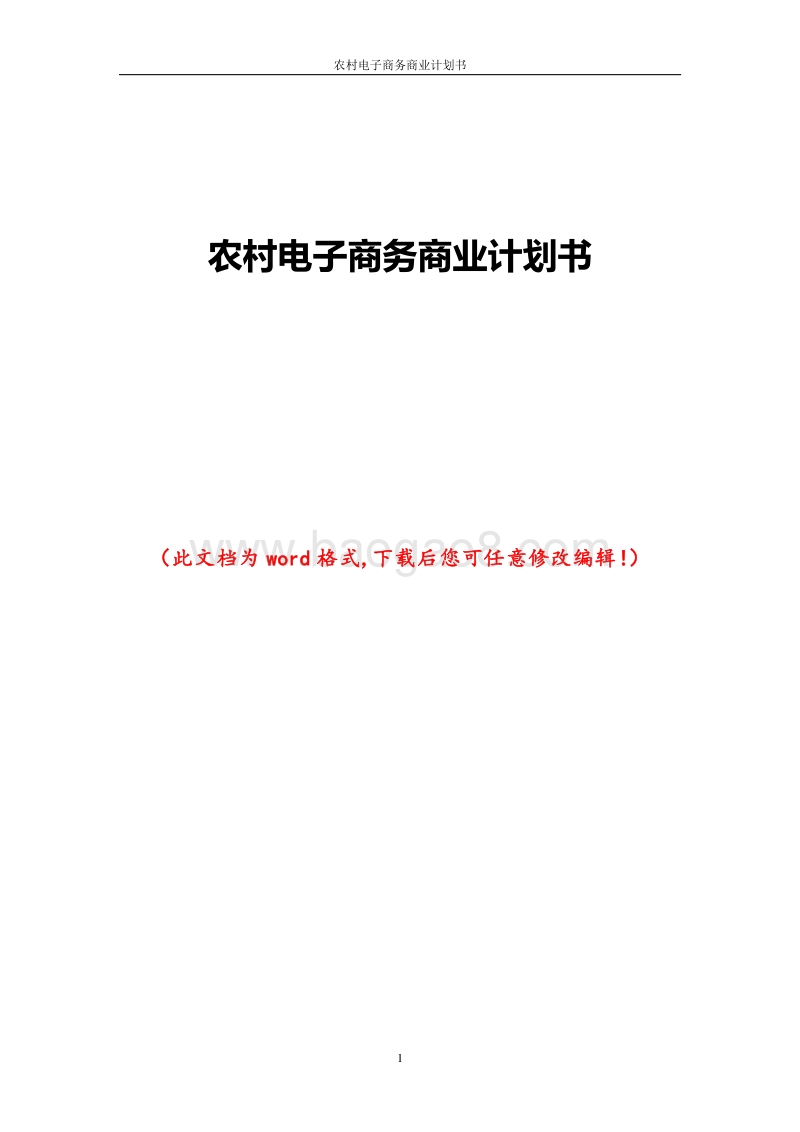 农村电子商务商业计划书.doc_第1页
