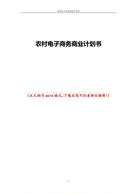 农村电子商务商业计划书.doc