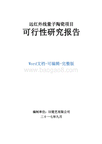 远红外线量子陶瓷项目可行性研究报告.doc