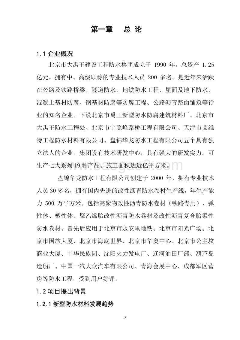 新型防水材料建设项目可行性研究报告.doc_第2页