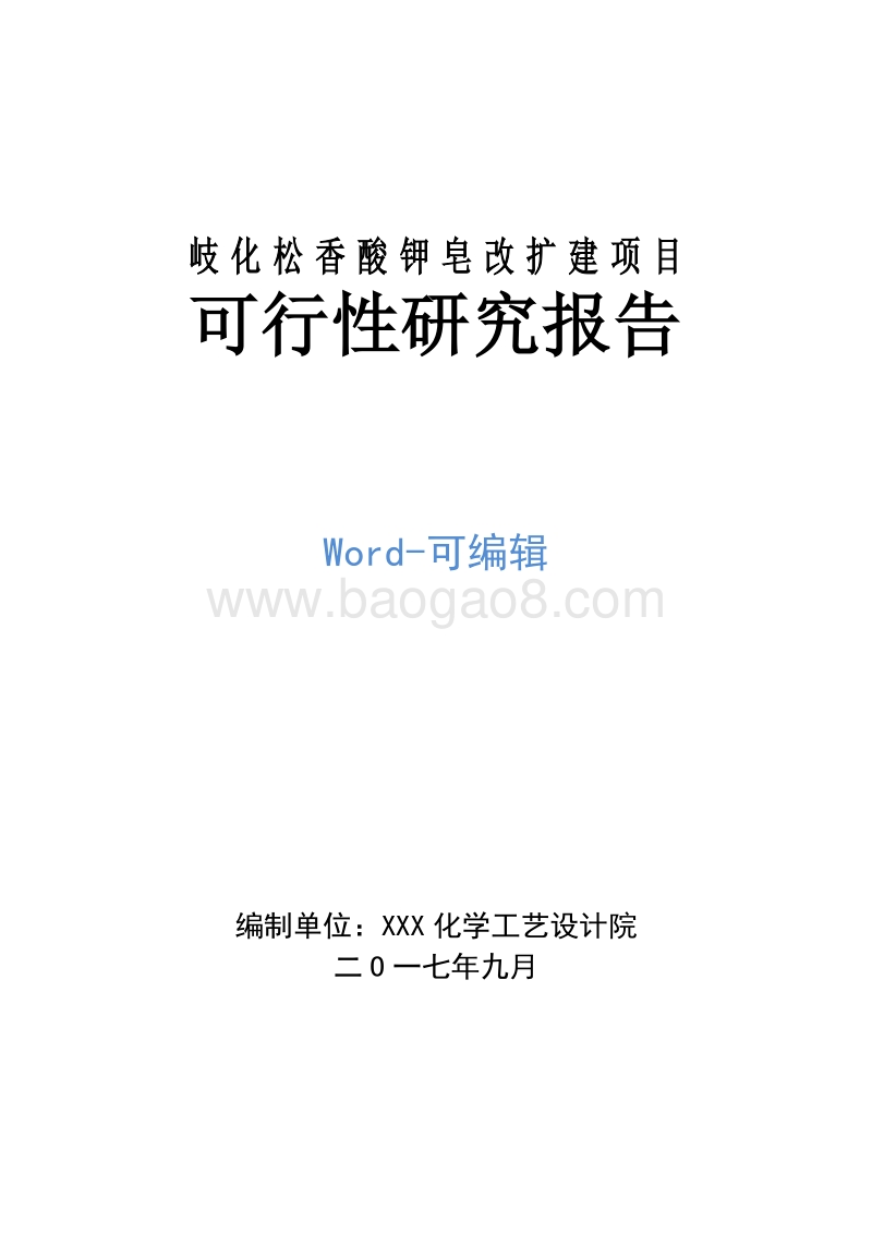 岐化松香酸钾皂改扩建项目可行性研究报告.doc_第1页