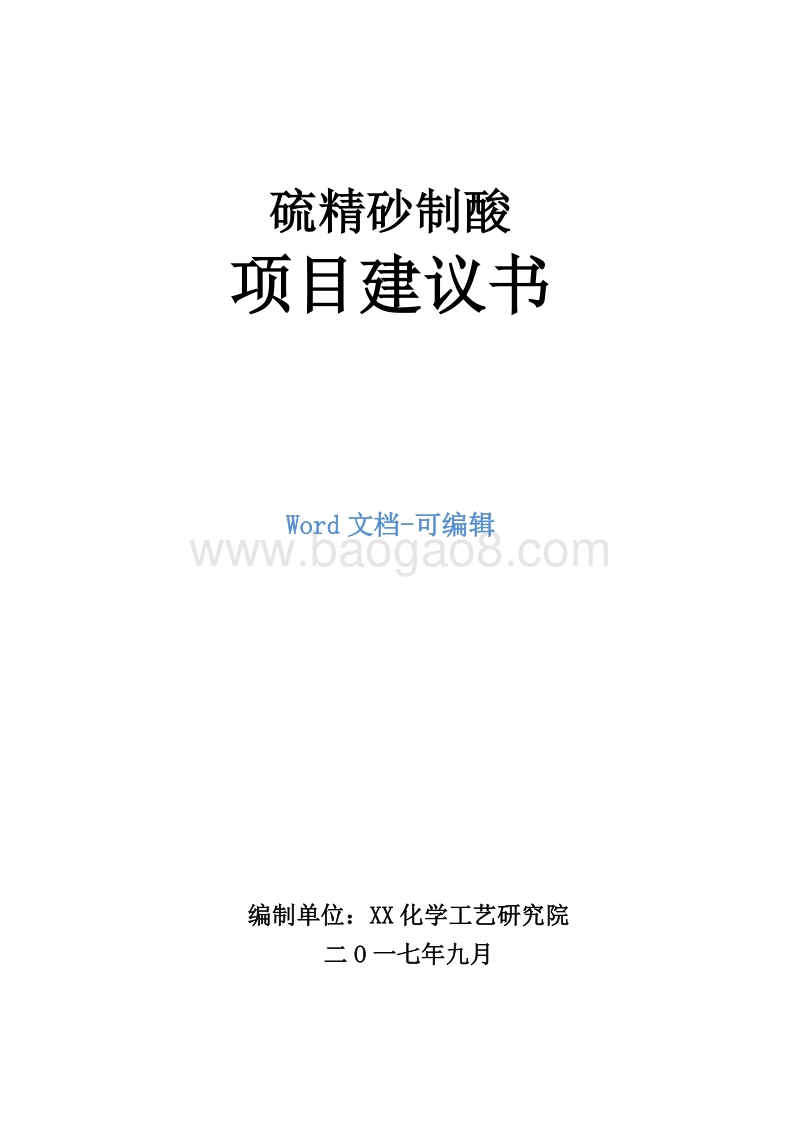 硫精砂制酸项目建议书.doc_第1页