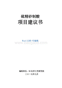 硫精砂制酸项目建议书.doc
