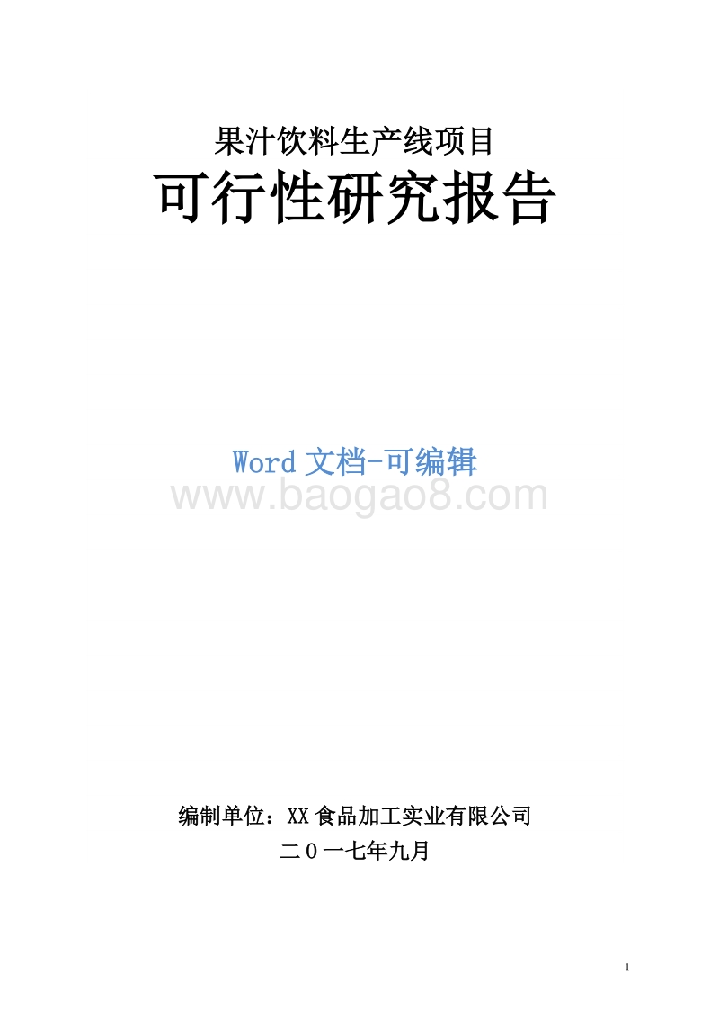果汁饮料生产线项目可行性研究报告.doc_第1页