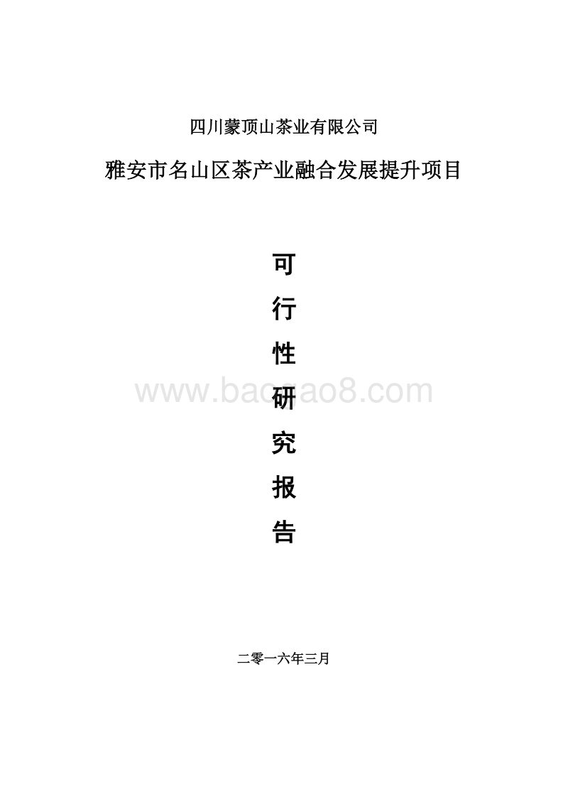 雅安市名山区茶产业融合发展提升项目可研.doc_第1页