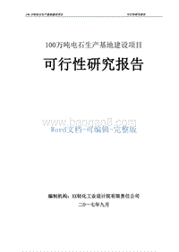 100万吨电石生产基地建设项目可行性研究报告.doc