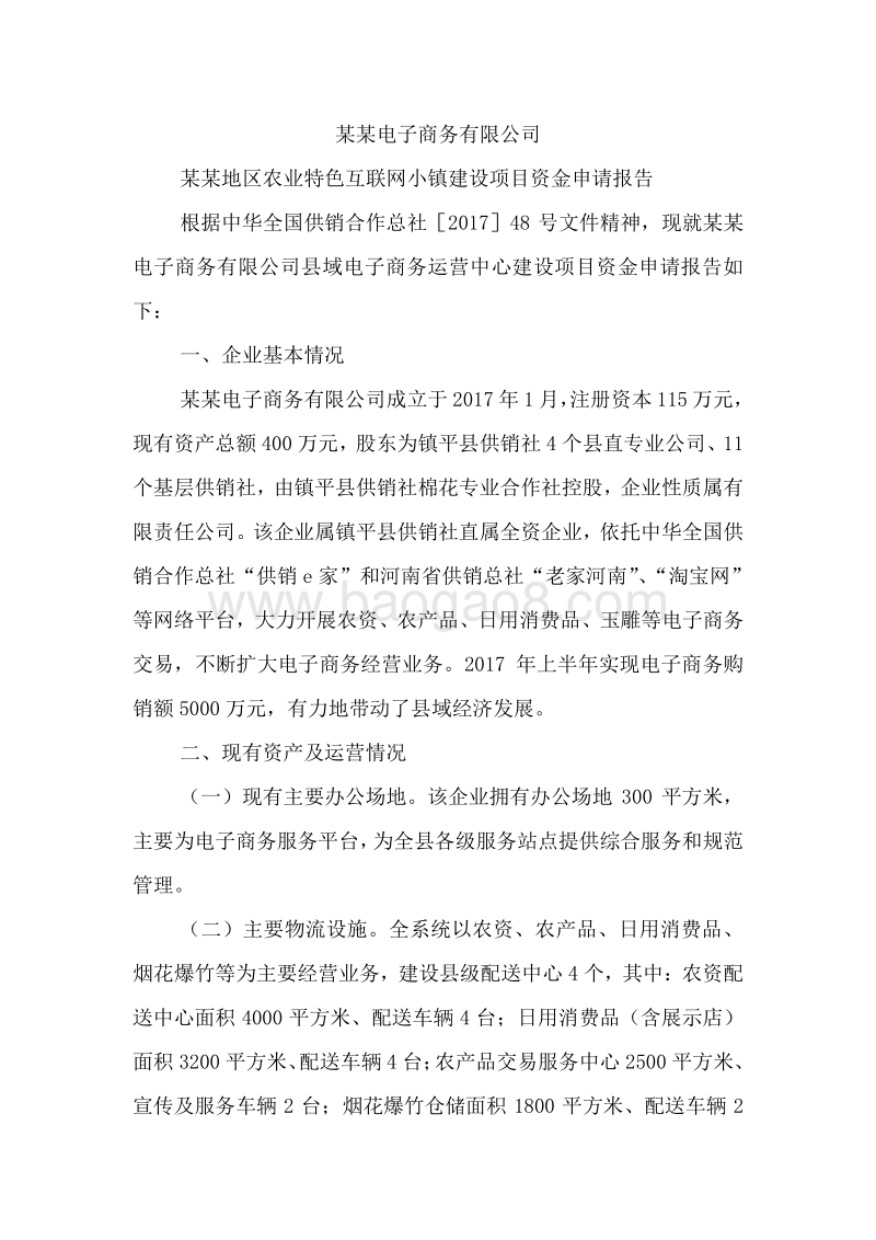 某某地区农业特色互联网小镇建设项目资金申请报告.doc_第3页