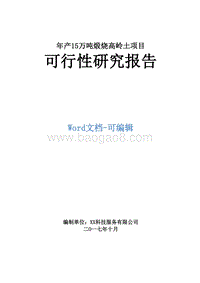 年产15万吨煅烧高岭土项目可行性研究报告.doc