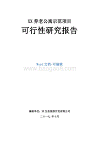 XX养老公寓示范项目可行性研究报告.docx